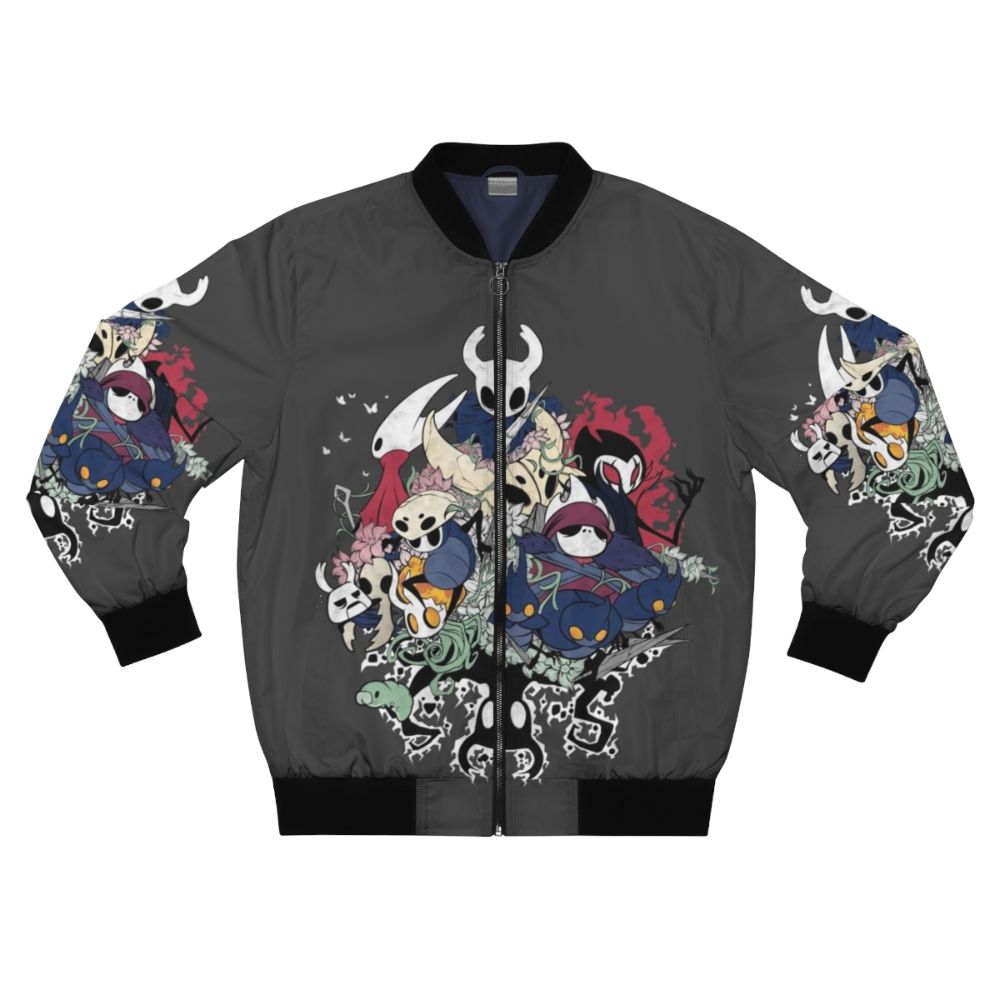 Hollow Knight inspired bomber jacket with video game art design