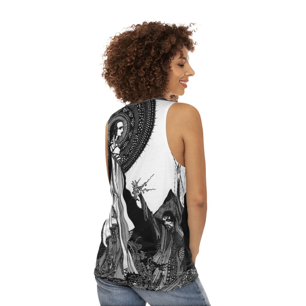 Unisex tank top featuring Ligeia artwork by Harry Clarke for Edgar Allan Poe - women back