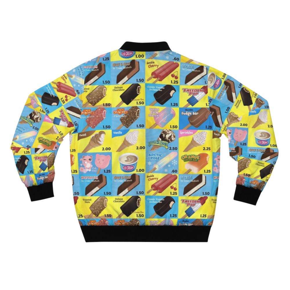 Vintage-inspired ice cream truck bomber jacket with colorful ice cream themed graphics - Back