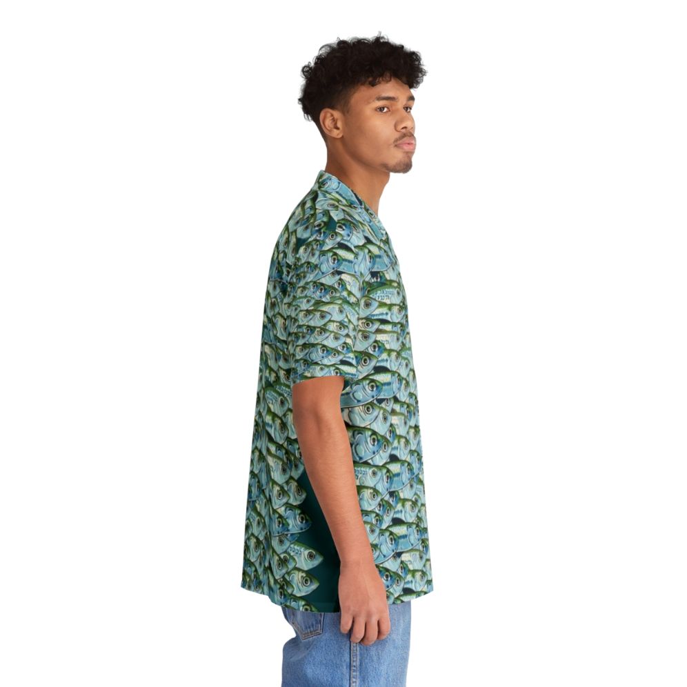 Bait Fish Green Backs Hawaiian Shirt with Fishing Themed Graphics - People Pight