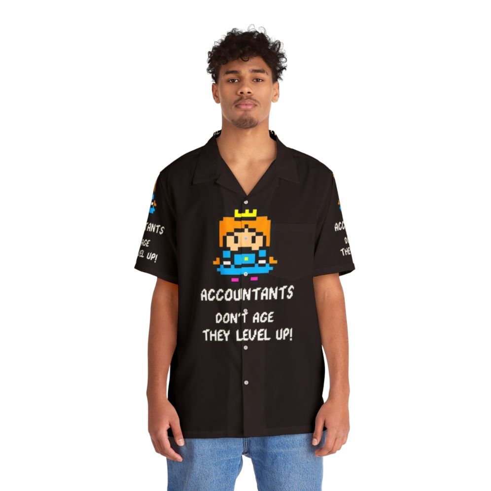 Accountant's Hawaiian shirt with 8-bit gaming and leveling up design - Lifestyle