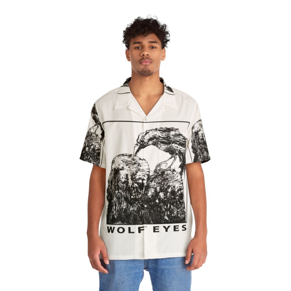 Haunting wolf eyes burned mind Hawaiian shirt - People Front