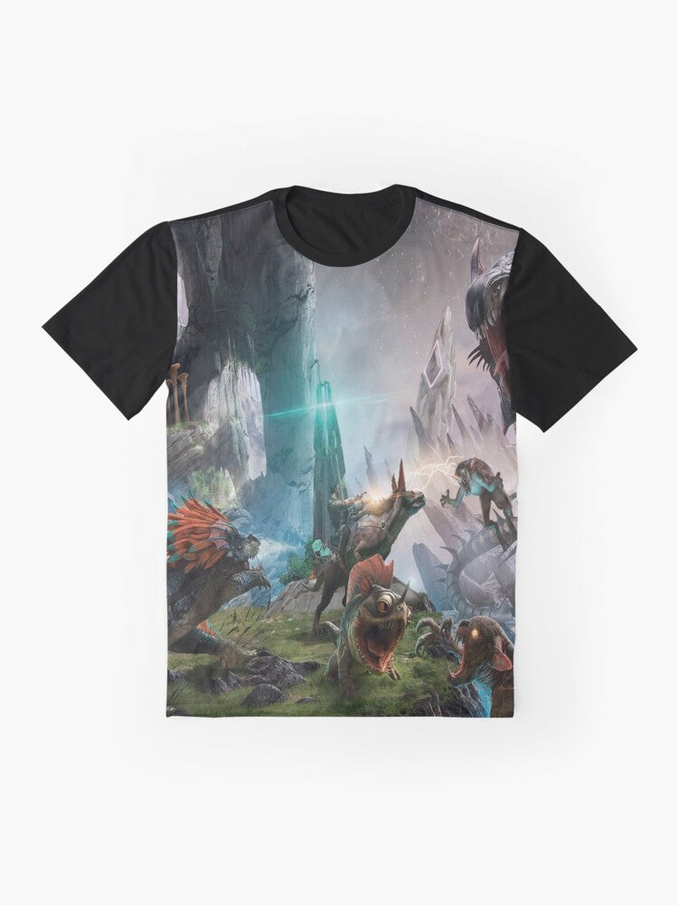 Ark Survival Evolved Dino Fight Graphic T-Shirt - Flat lay