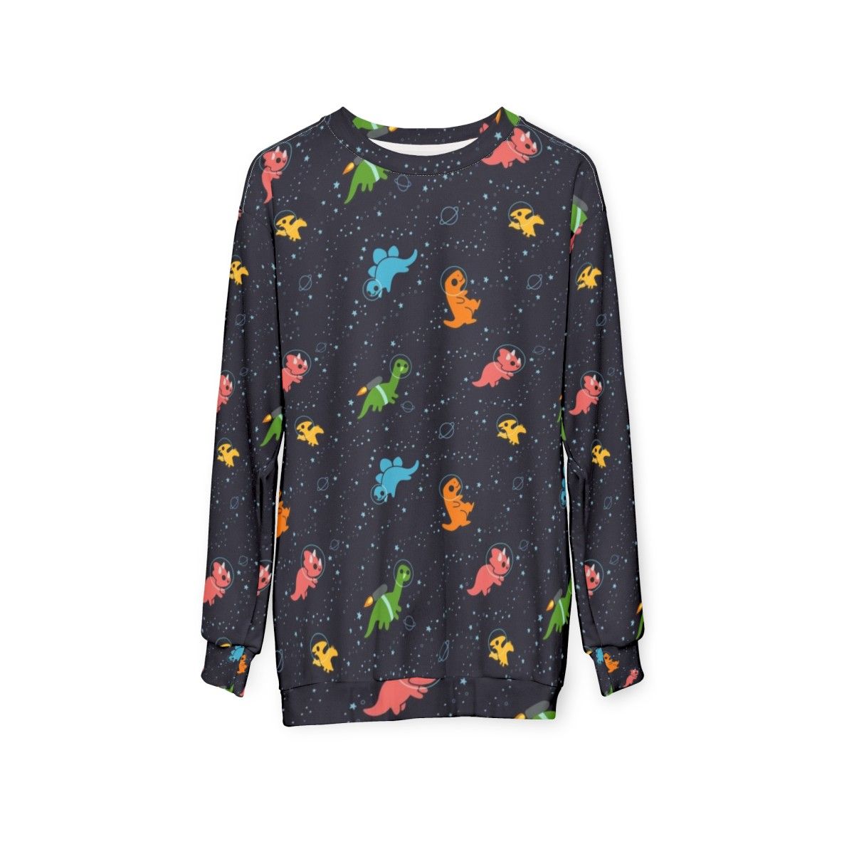 Galaxy Space Dinosaur Sweatshirt - hanging