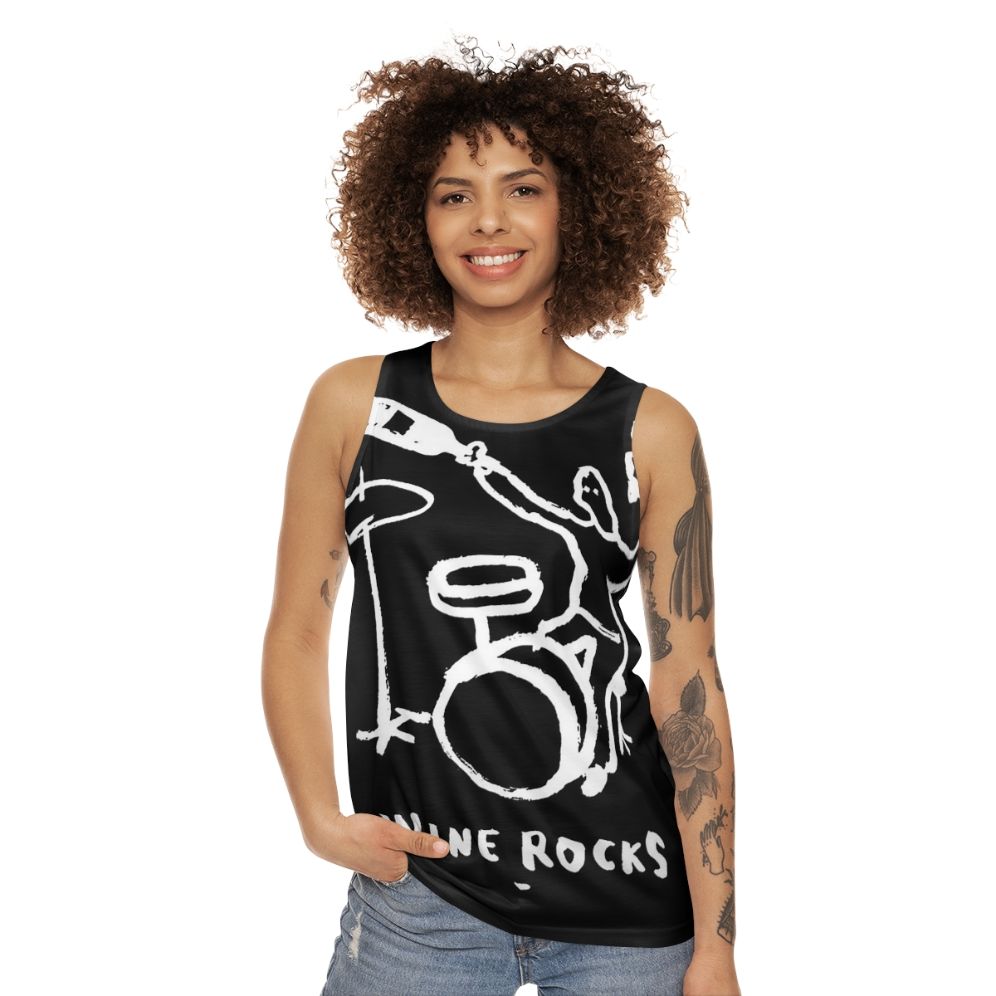 Unisex tank top with rock music-inspired design - women