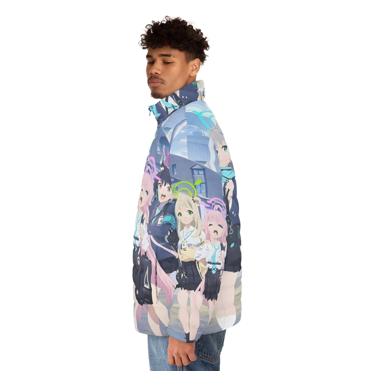 Blue Archive The Animation All-in-One Puffer Jacket featuring characters from the anime series - men side left