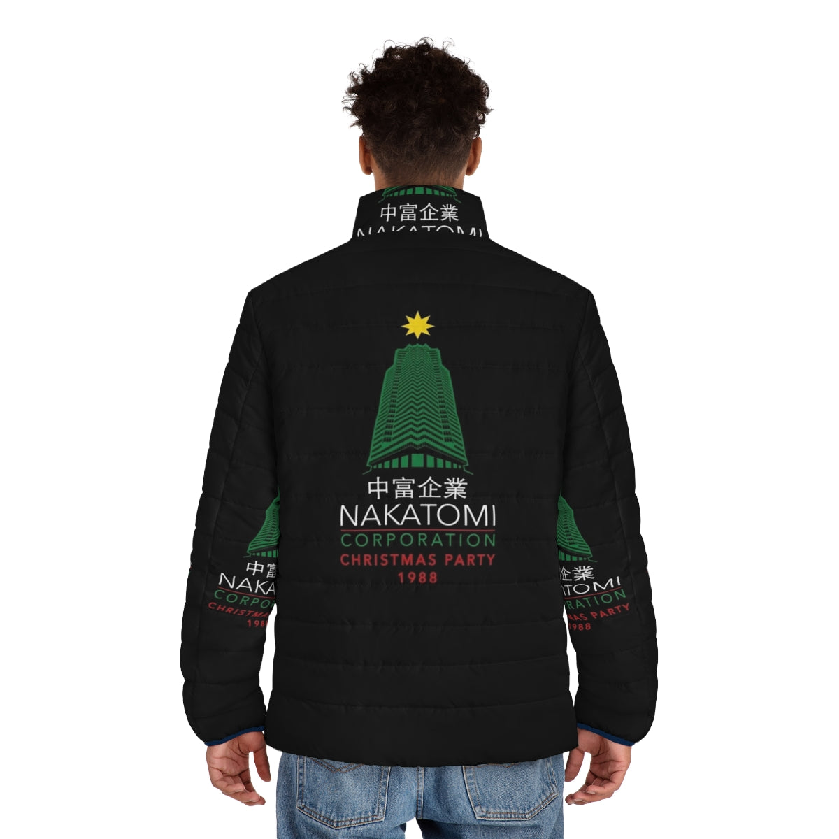 Nakatomi Corporation Christmas Party Puffer Jacket inspired by the Die Hard movie - men back