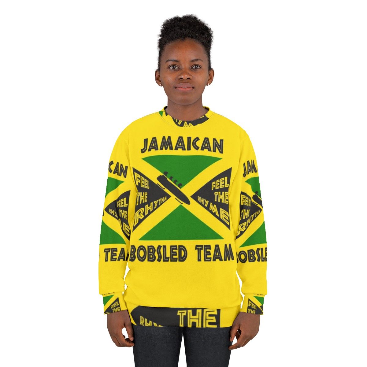 Jamaican Bobsled Team Sweatshirt with Cool Runnings Inspired 90s Retro Design - women