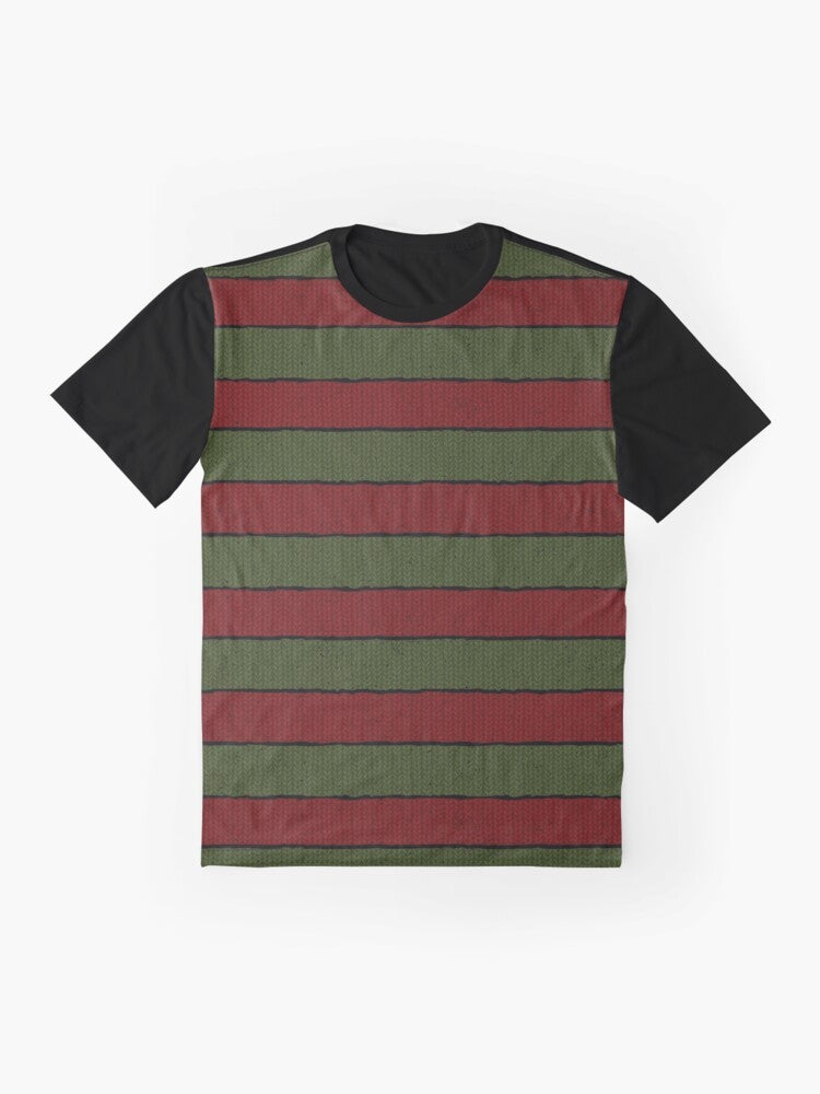 Minimalist graphic t-shirt with "Freddy Krueger" from Nightmare on Elm Street horror movie - Flat lay