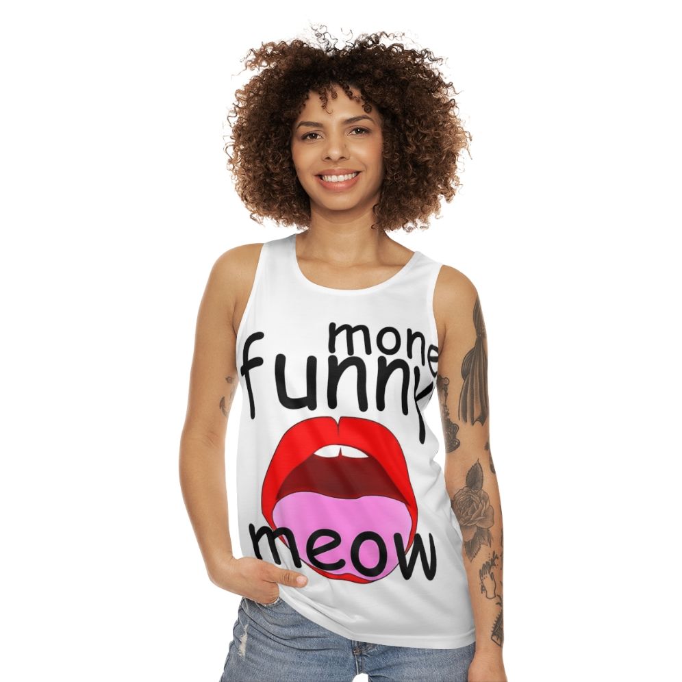 Funny unisex tank top with pop culture graphics - women