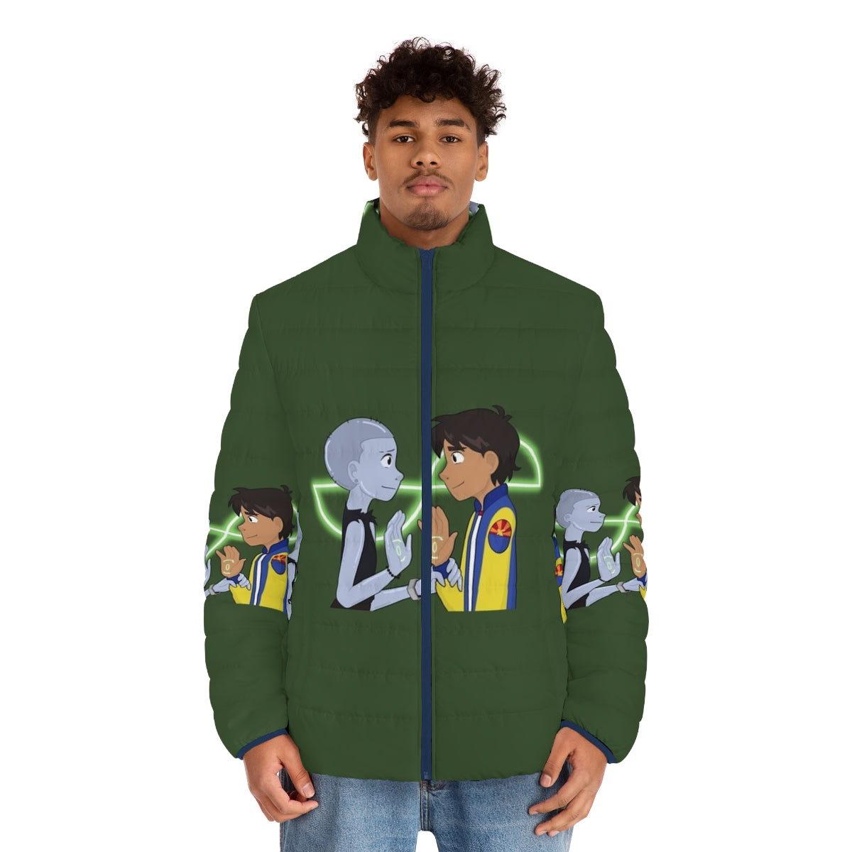 Infinity Train Cartoon Network Inspired Puffer Jacket - men front