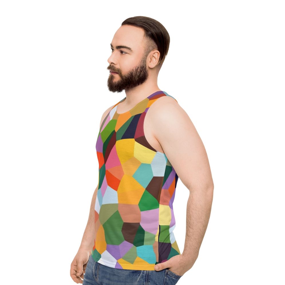 Voronoi Unisex Tank Top with Abstract Geometric Design - men side