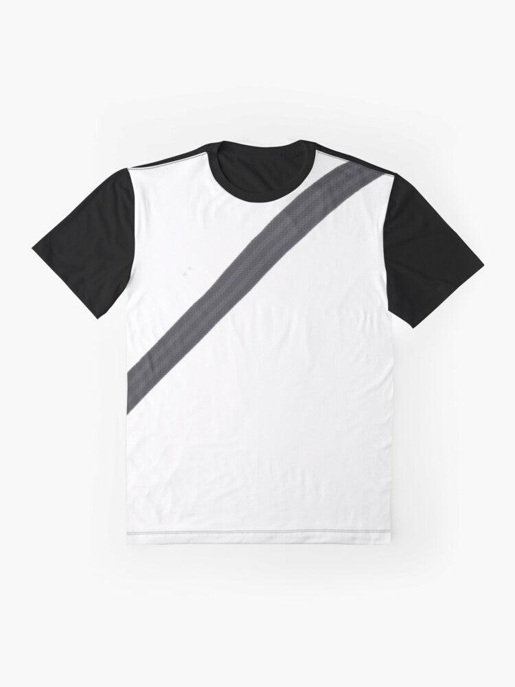 Fake seat belt graphic design t-shirt with car seat belt print - Flat lay