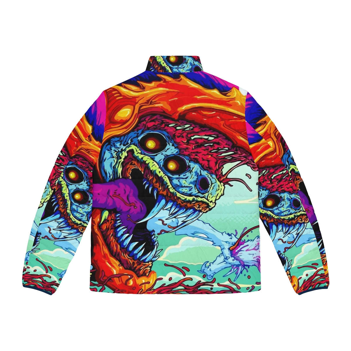 Hyper Beast puffer jacket with vibrant, abstract gaming-inspired design - Back