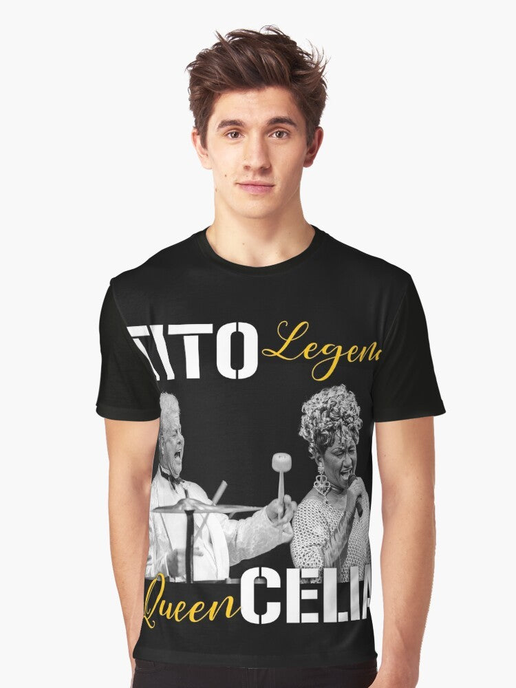 Graphic t-shirt featuring Tito Puente and Celia Cruz, legends of Latin music and salsa - Men