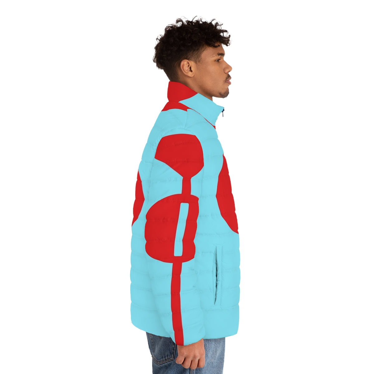 Superhero Invincible Puffer Jacket featuring Omni Man design - men side right