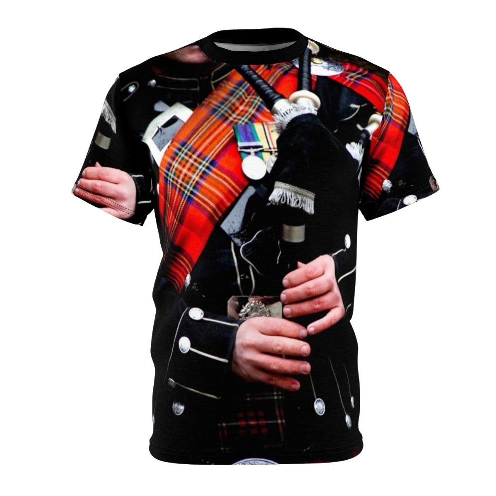 Bagpipe inspired Scottish tartan and kilt themed t-shirt