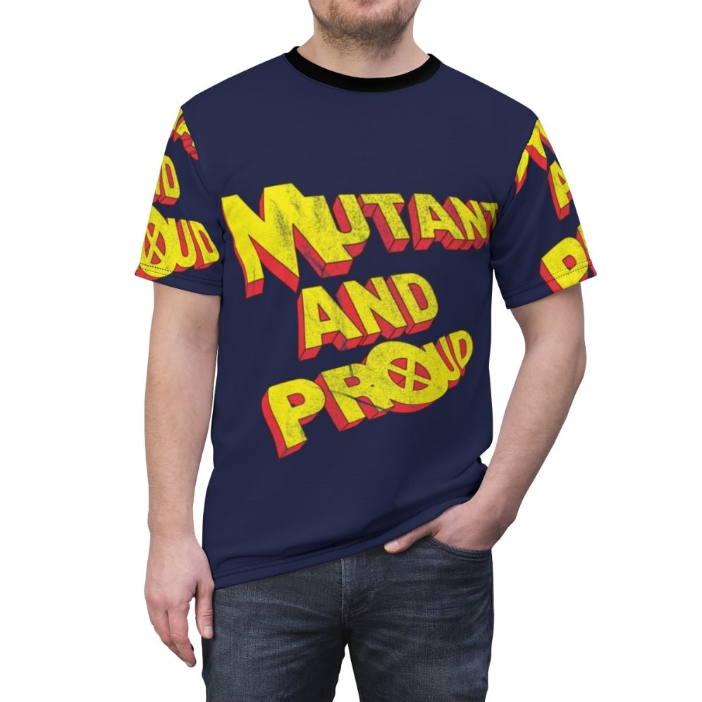 Mutant Pride Superhero T-Shirt featuring a bold graphic design - men front