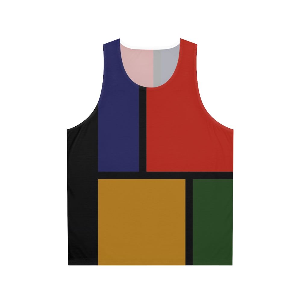 Colorful, geometric Mondrian-inspired unisex tank top