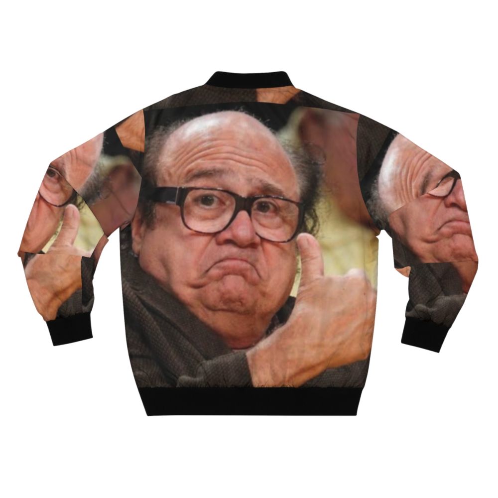 Danny Devito in a bomber jacket, smiling and approving the design - Back