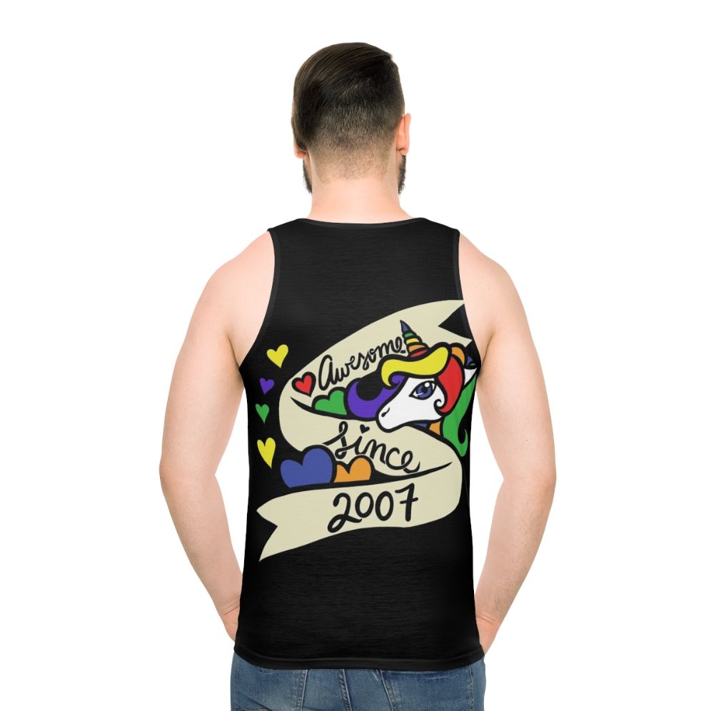 Awesome Since 2007 Unisex Unicorn Tank Top - men back