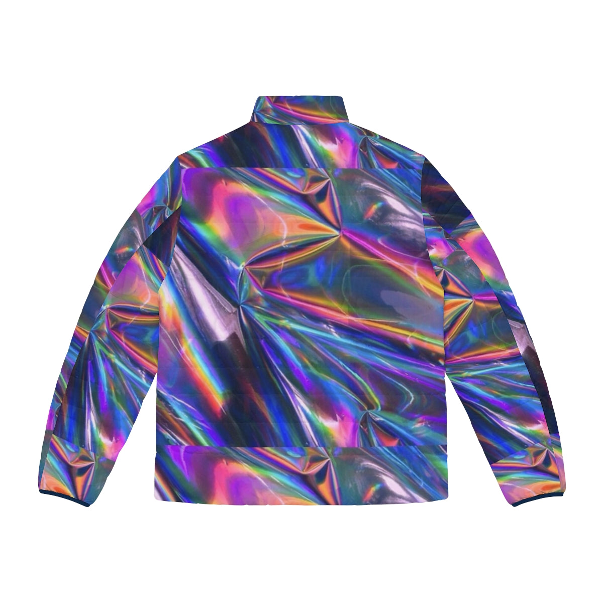 Holographic puffer jacket with shimmery, iridescent texture - Back