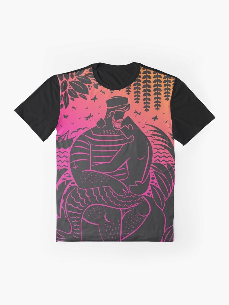 Sunset graphic design with a sailor daddy silhouette - Flat lay