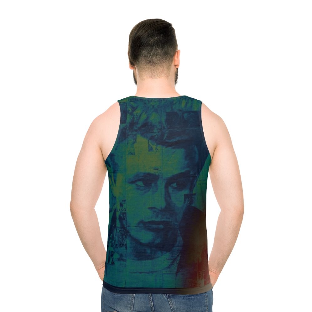 Unisex tank top with rebel chic celebrity inspired design - men back