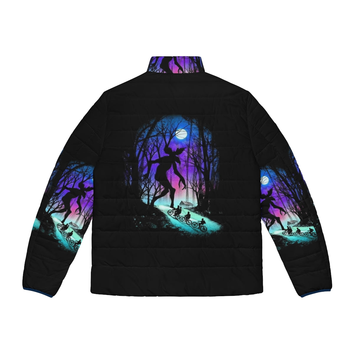 Stranger Things Retro 80s Puffer Jacket with Demogorgon Design - Back