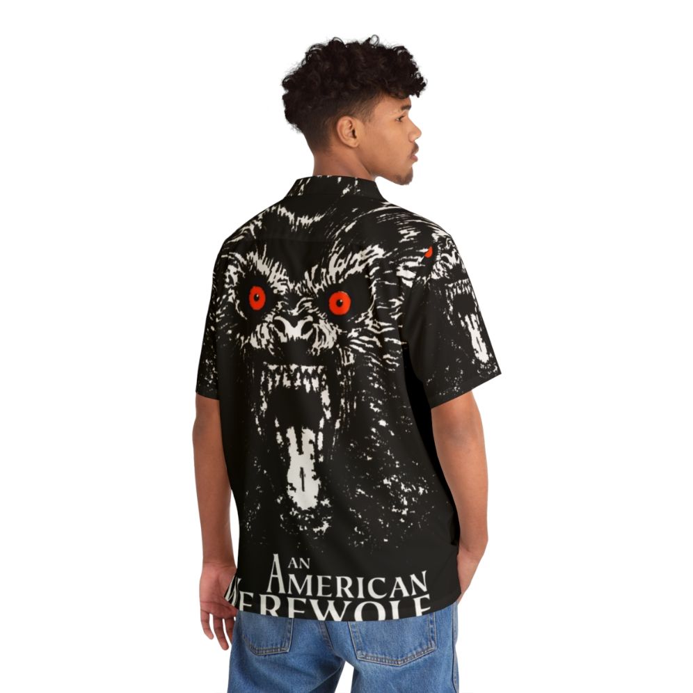 "An American Werewolf in London" Hawaiian Shirt featuring a werewolf transformation under the full moon - Flat lay