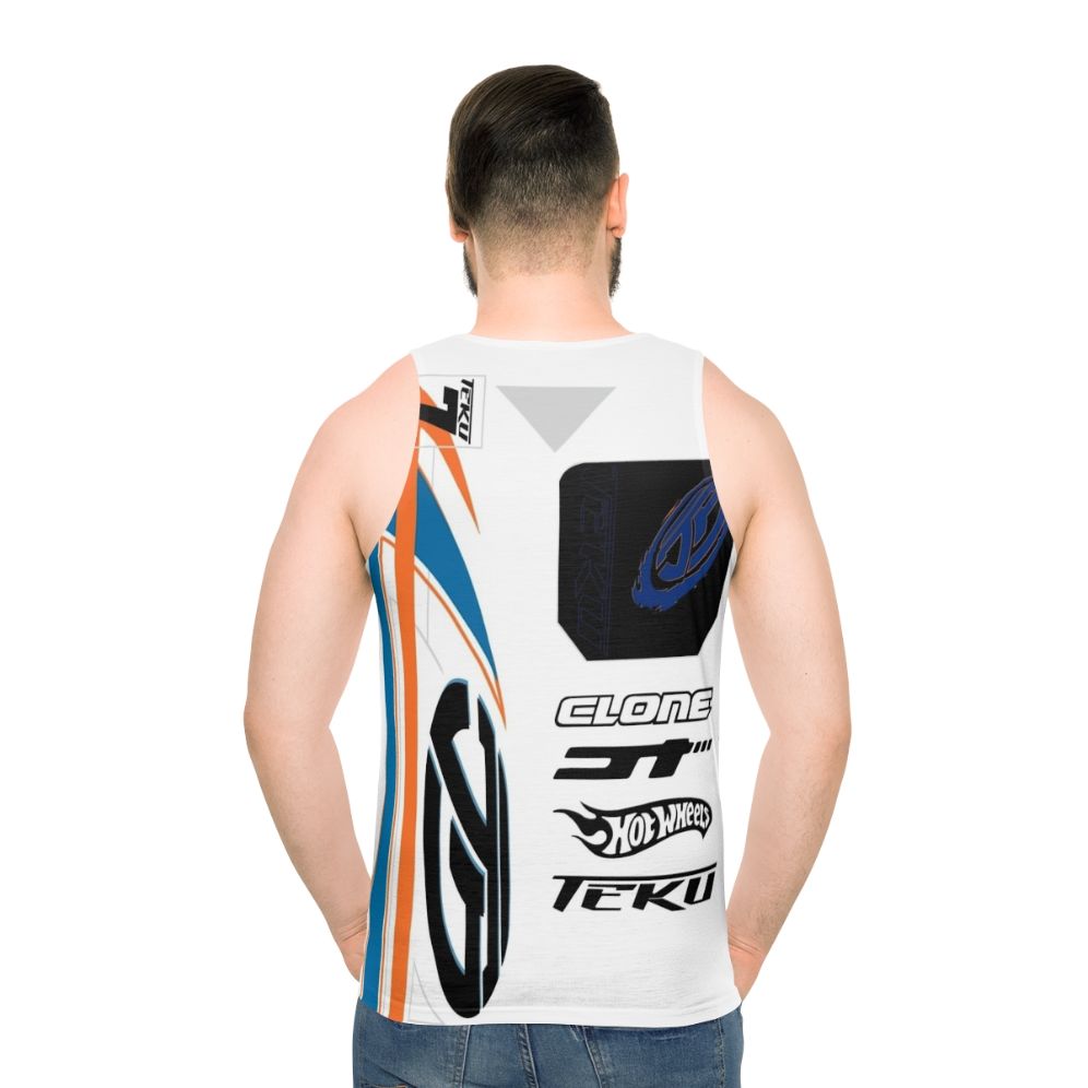 Power Rage Unisex Tank Top with Acceleracers and Hot Wheels Graphics - men back