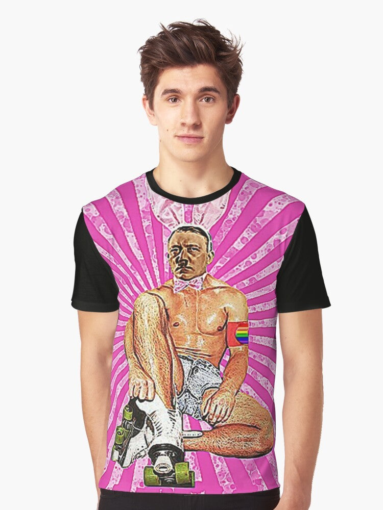 Graphic t-shirt featuring an infamous "Hitler Rollers" humor design - Men