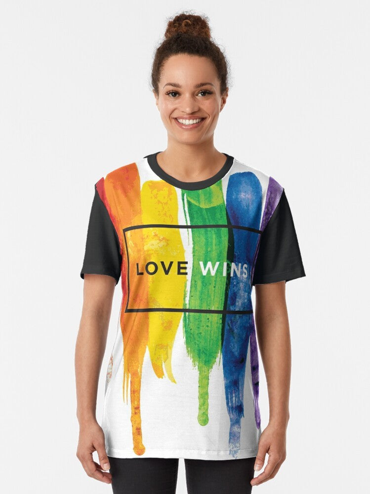 LGBTQ Pride Watercolor Rainbow Graphic T-Shirt - Women