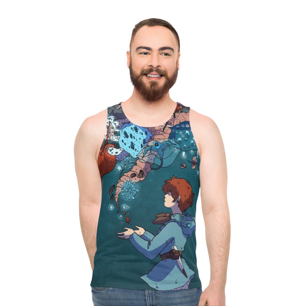 Nausicaa unisex tank top with nature and bug pattern design - men