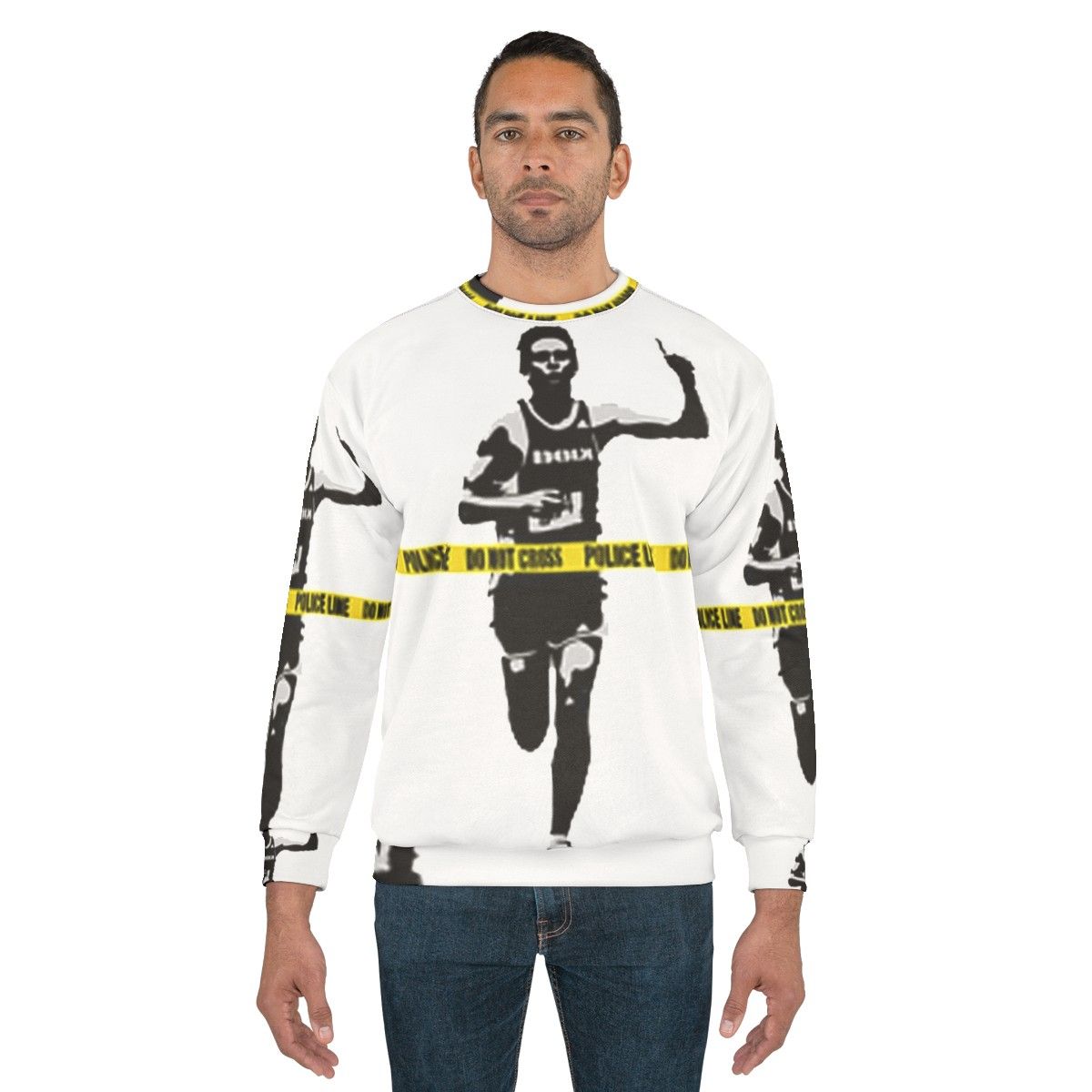 Banksy Marathon Runner Police Line Urban Art Sweatshirt - men