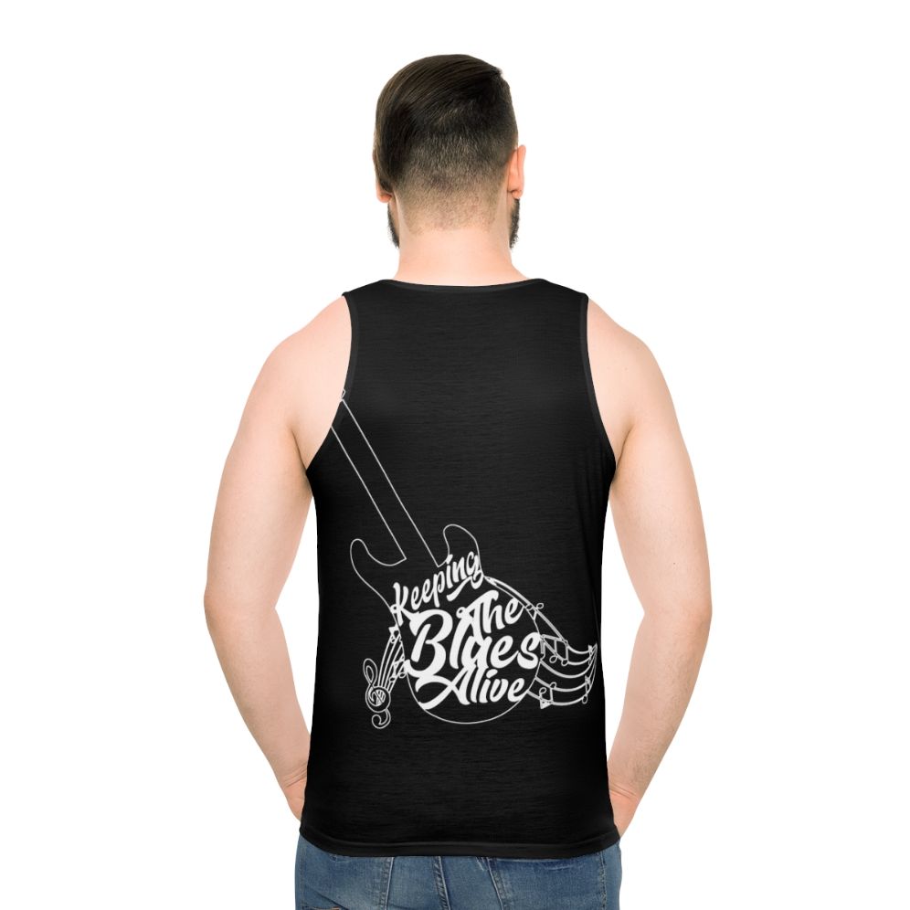 Unisex blues music saxophone lover tank top - men back