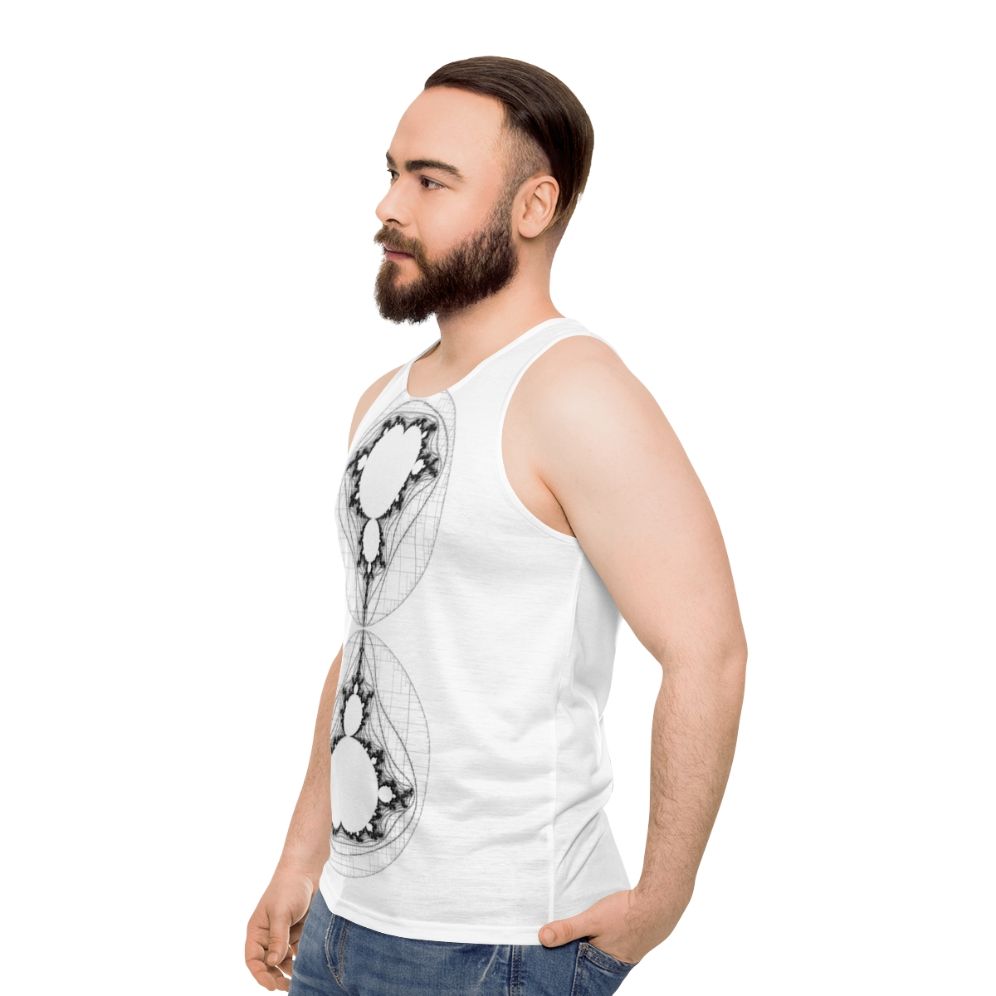 Monochrome Mandelbrot Fractal Unisex Tank Top - men side