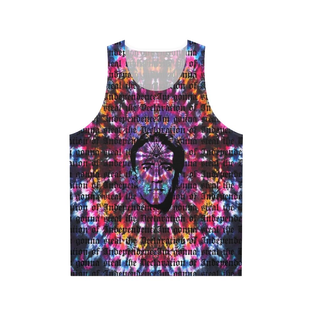 Unisex tie dye tank top with Nicolas Cage third eye design