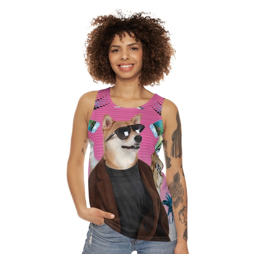 Vaporwave Doge Graphic Unisex Tank Top - women