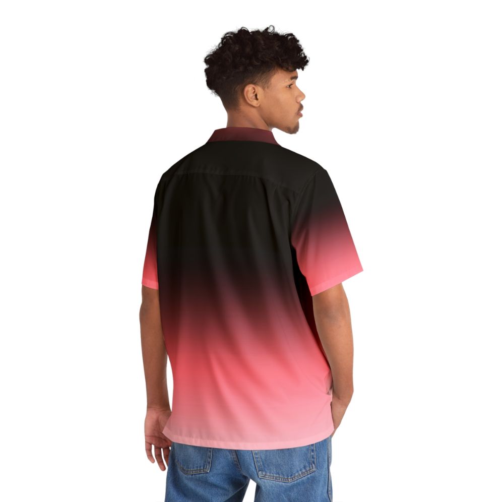 Black, pink, and white ombre dip dye Hawaiian shirt with rainbow ombre pattern - People Back