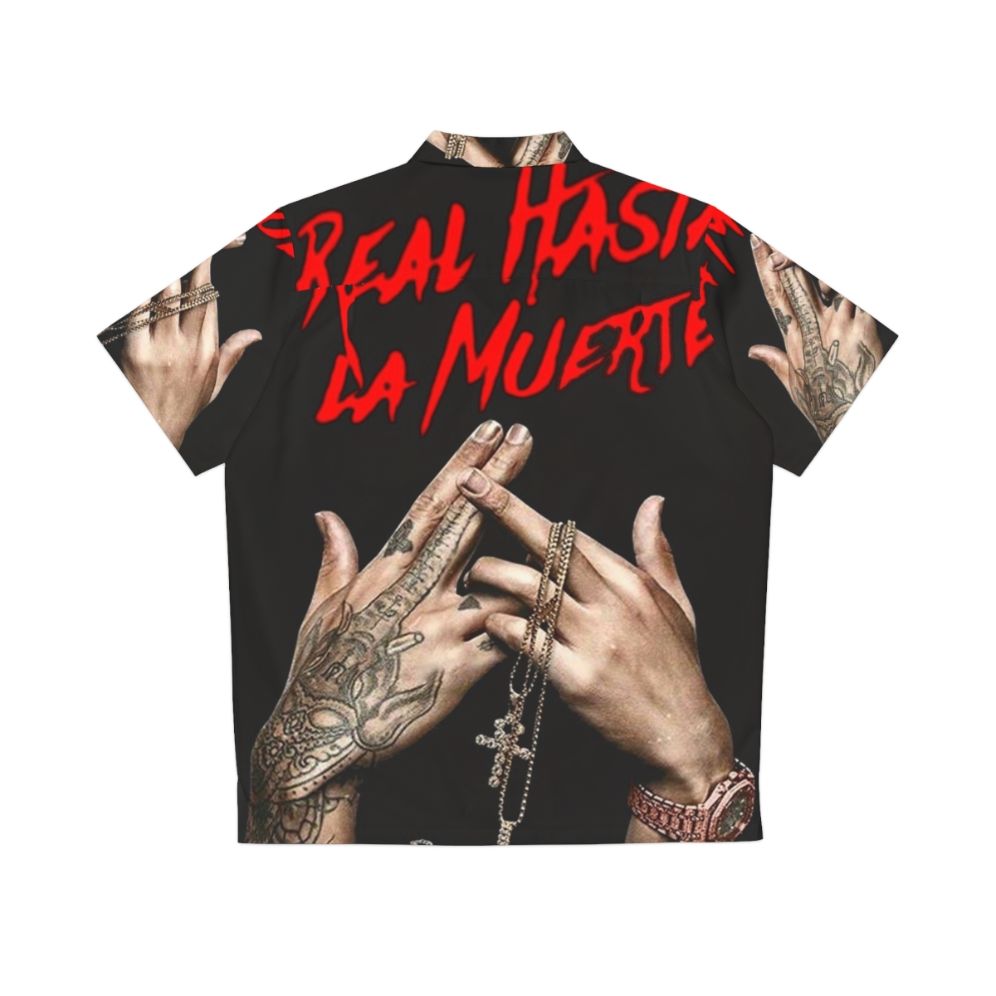 Anuel AA "Real Hasta La Muerte" Hawaiian Shirt with Tropical Print - Back