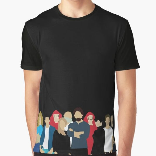 La Casa De Papel/Money Heist Netflix Graphic T-Shirt featuring characters from the popular Netflix series