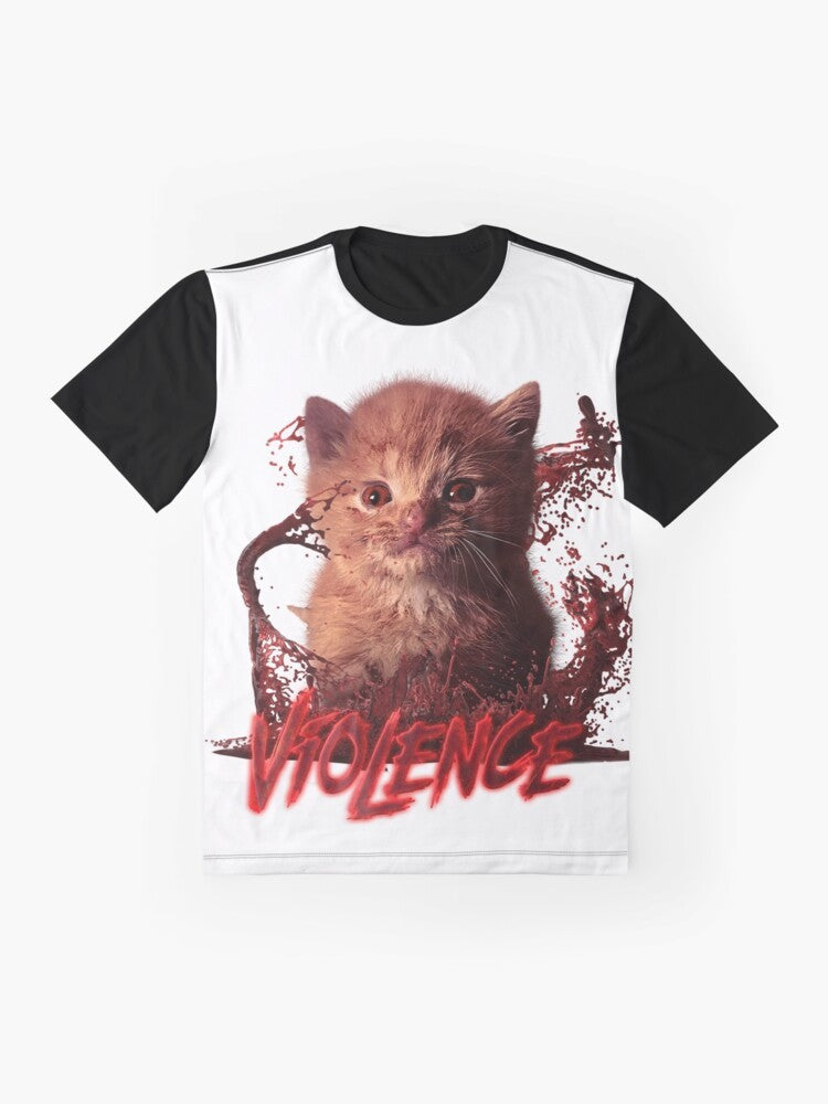 Adorable orange kitten graphic on a t-shirt - Flat lay