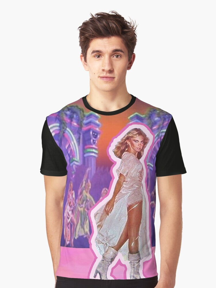 A graphic t-shirt featuring a childhood dream of being a Xanadu roller skating muse. - Men