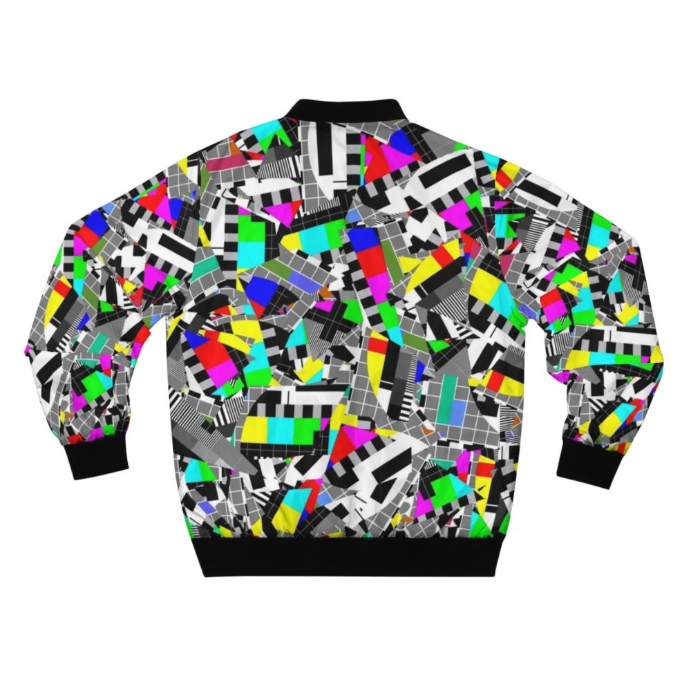 TV test image abstract bomber jacket with colorful geometric patterns - Back