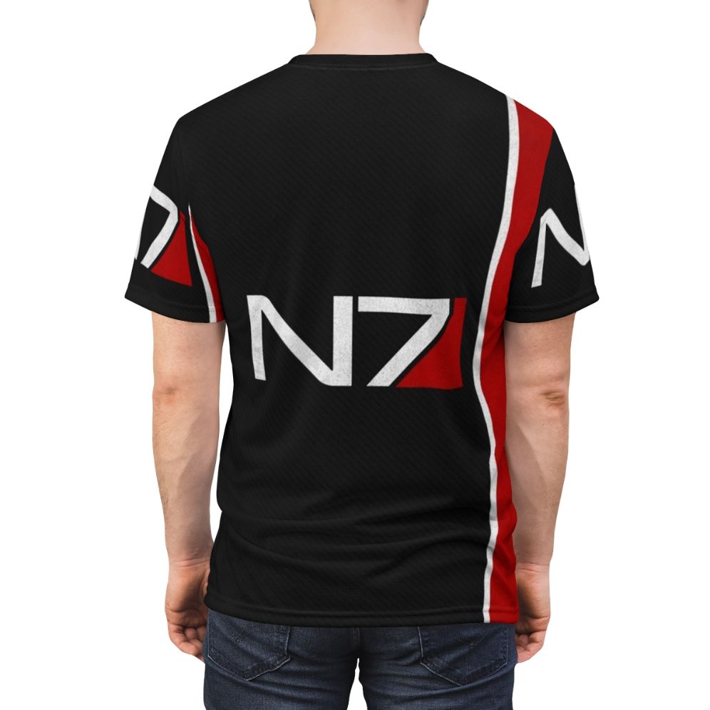 Mass Effect inspired t-shirt with N7 logo and futuristic design - men back