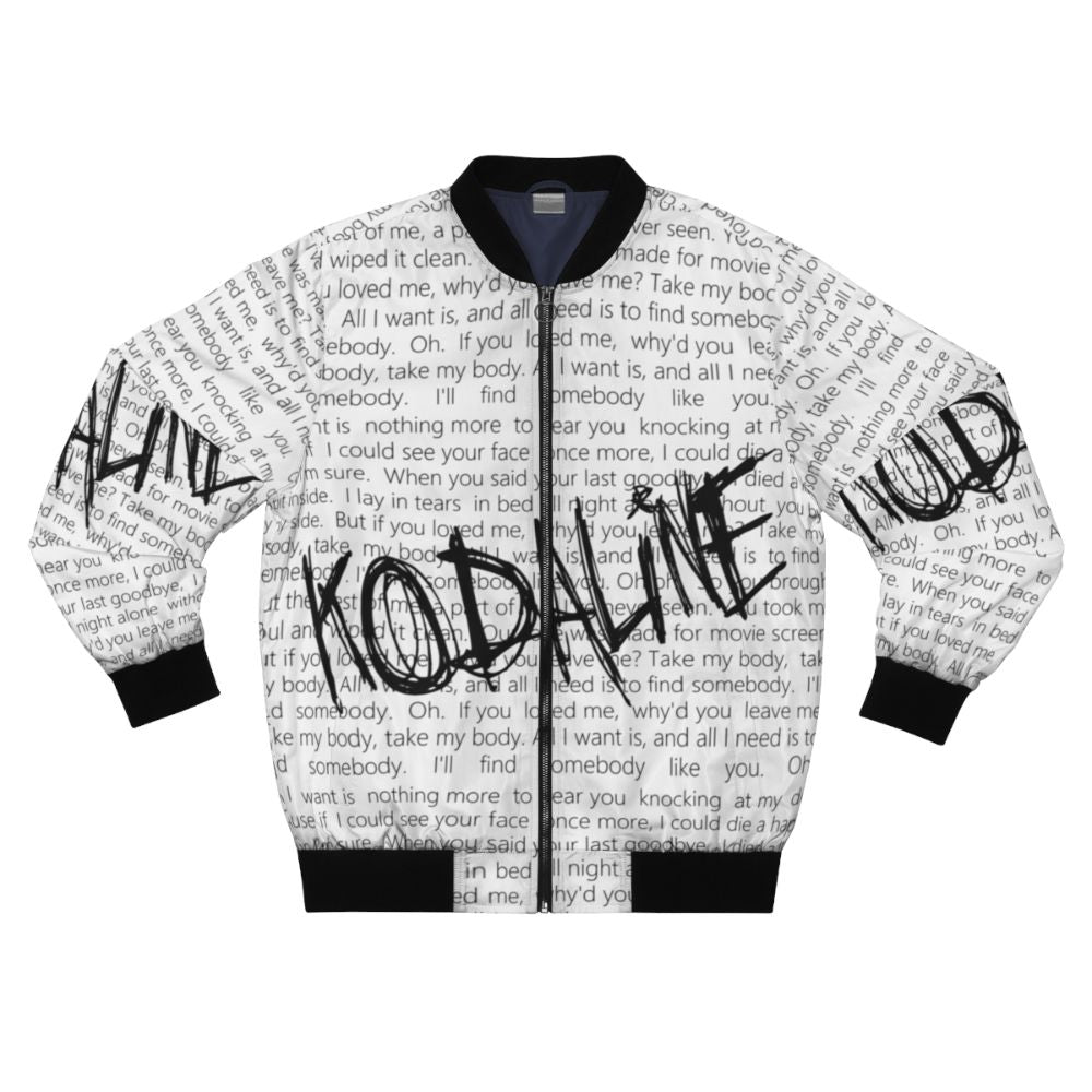 Kodaline "All I Want" Bomber Jacket with band members' names and music genre