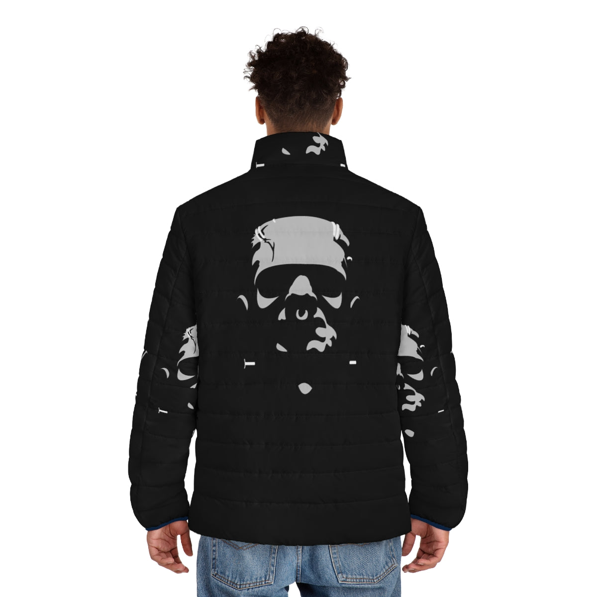 Frankenstein puffer jacket with monster design - men back