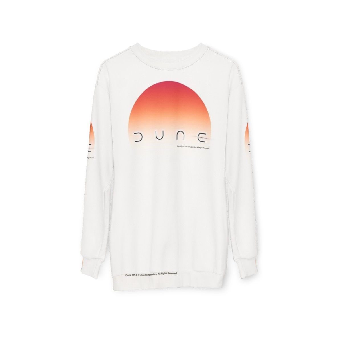 Dune Sun Sweatshirt 2 featuring desert planet and spice design - hanging