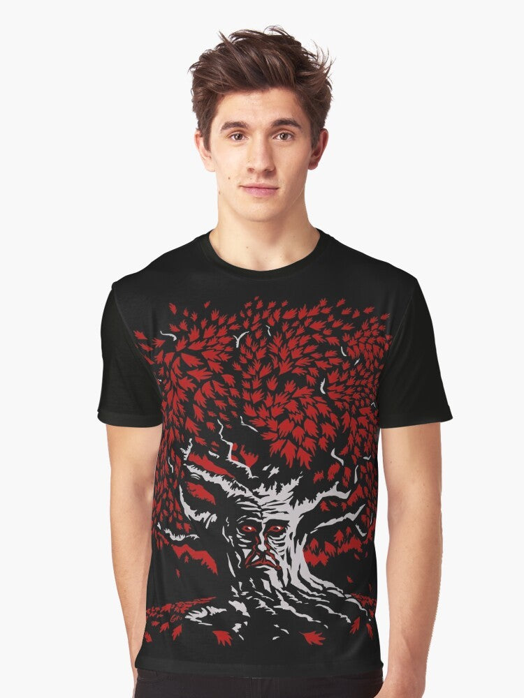 Winterfell Weirwood Graphic T-Shirt featuring the iconic weirwood tree from the Game of Thrones universe - Men